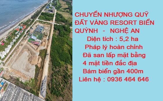 CHUYỂN NHƯỢNG QUỸ ĐẤT VÀNG RESORT BIỂN QUỲNH – NGHỆ AN